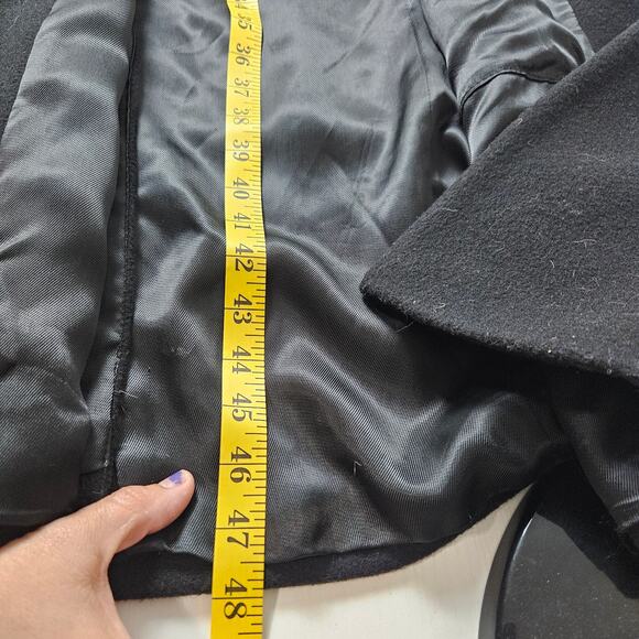 Virany 100% Wool Sz 42 Large Black Mens Overcoat - Picture 7 of 12